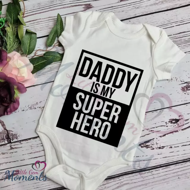 "Daddy Is My Super Hero" Baby Vest. New Baby Gift. New Dad. Father's Day Outfit