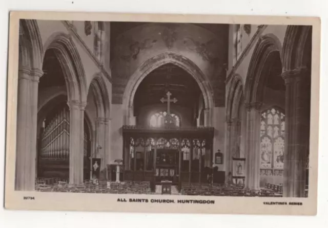 Huntingdon All Saints Church Interior Huntingdonshire Posted 1917 RP Postcard