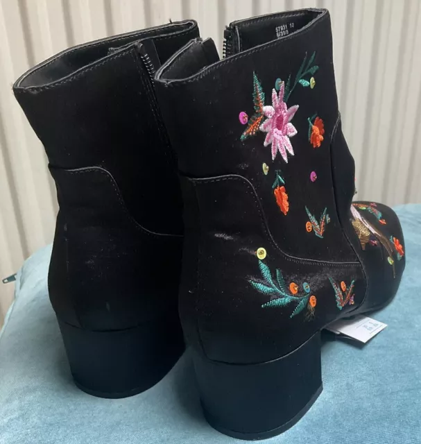 PRIMARK BLACK Multi Embroidered Sateen Ankle Boots Uk 6 new With Tags 9.99 PicClick UK