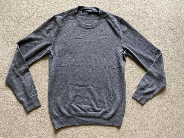 Maglione Dolce & Gabbana Cashmere Crew collo grigio a maglia taglia EU 50 M/L
