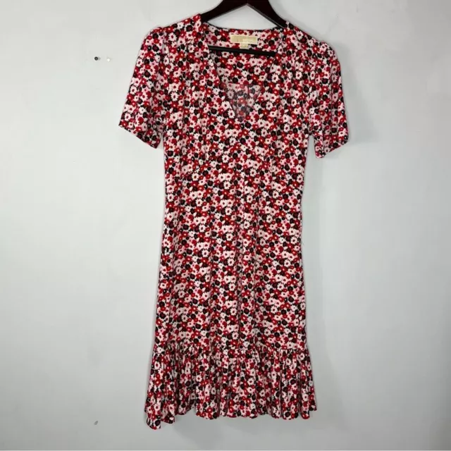 Michael Kors Size Small Ruffle Floral Flirty Sheath Dress