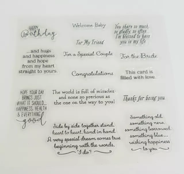 14 Sentiments Clear Stamps/Wedding/Baby Stamp/Words-Special Occasions-Diy Card
