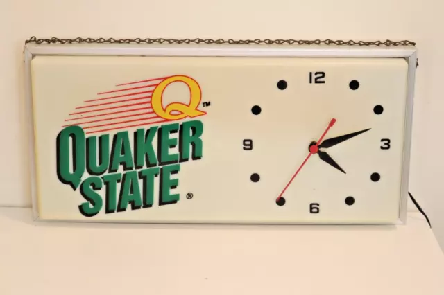 Vintage Quaker State Electric Clock Lighted Sign