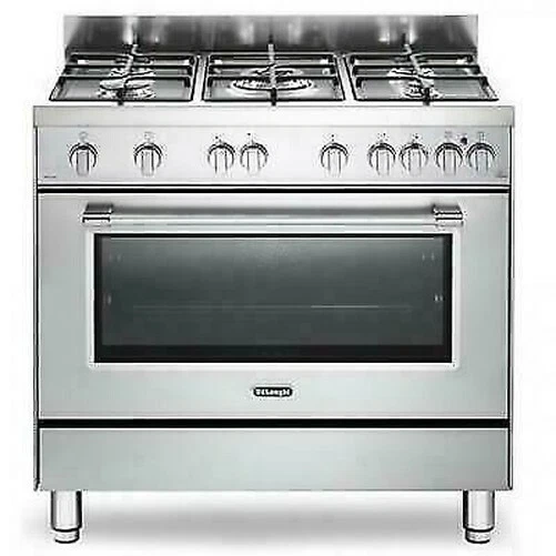 Delonghi PRO96GVXED Cuisine Four Gaz 90X60 5 Brûleurs Fonte Triple Couronne Inox