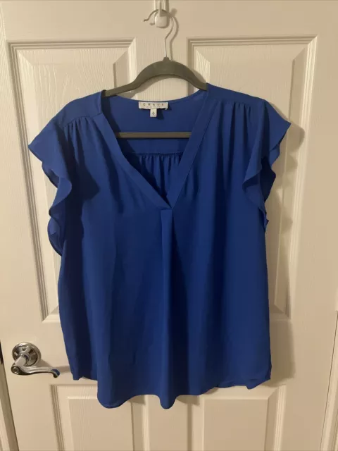 Chaus New York Size L Beautiful Blue Stylish Top Blouse Women