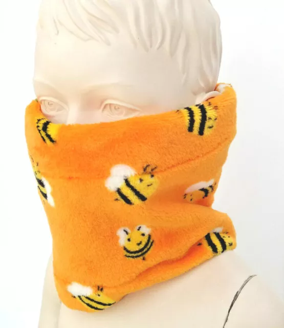 Infant BUMBLE BEE NECK WARMER CUDDLE FLEECE scarf face snood school nursery hat