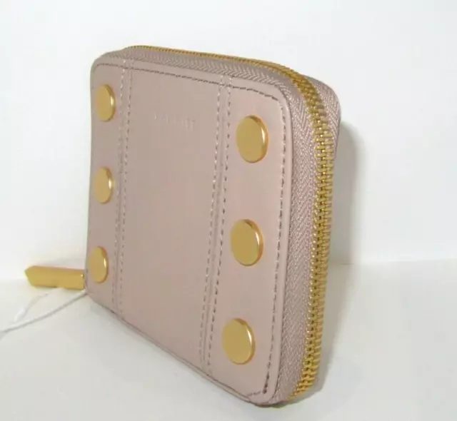 Hammitt New 5 North  Mushroom Beige Leather Compact Zip Around Wallet NWT $ 165