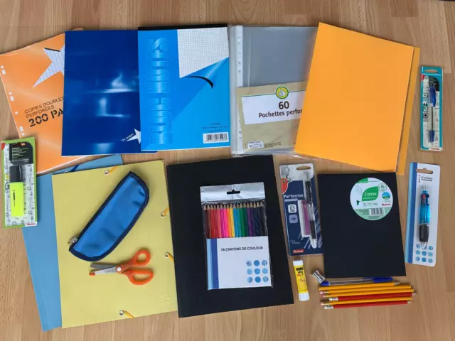 Lot fournitures scolaires NEUF - 24 articles - Cahiers - GRATUIT Mondial Relay