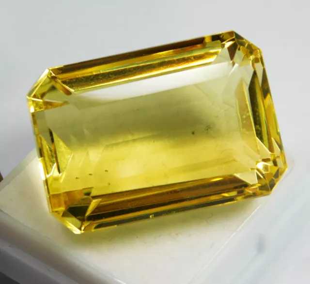 Natural 72.50 Ct Brazilian Yellow Topaz Emerald Cut Certified Loose Gemstone