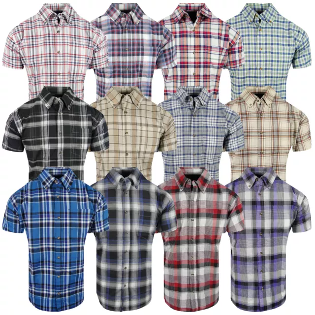 Plaid Shirt Mens Short Sleeve Button Down Collar One Pocket NEW Color TRUE FIT 4