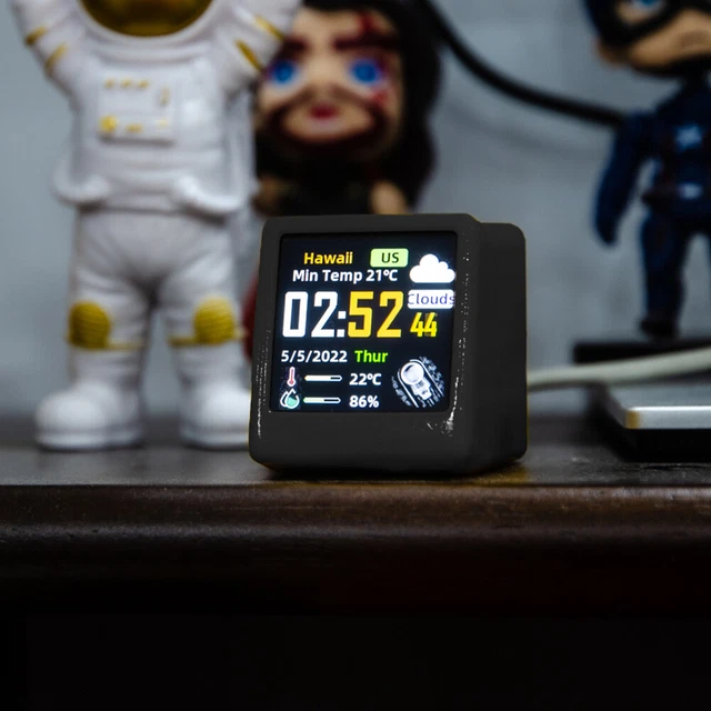 Digital Analog Alarm Clock Multi-function WiFi Clock As Cool Gift (Black) Fr 2