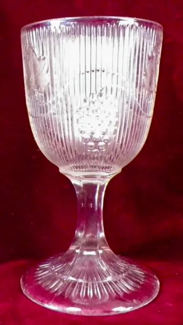 Ribbed Grape Goblet Flint Cape Cod Glass Works no. 150 Mt Vernon Vine 1860s #40