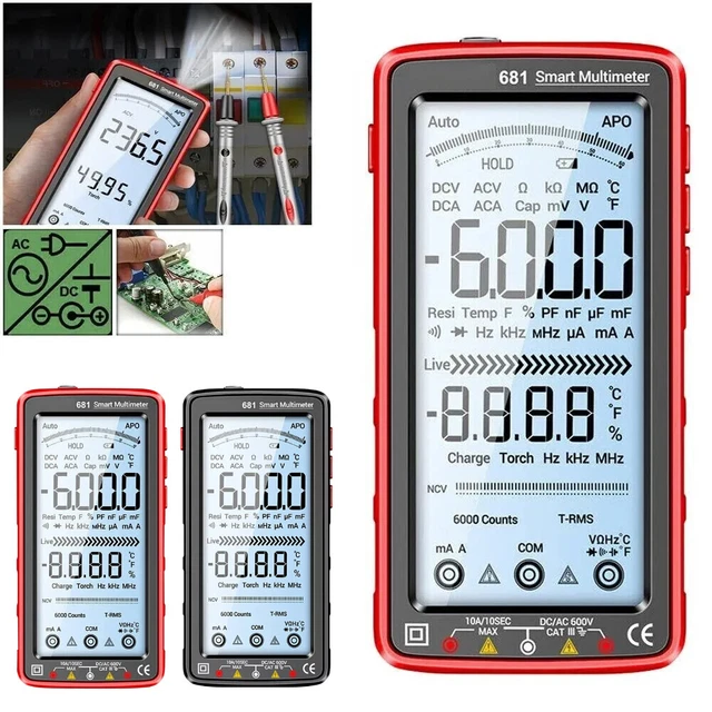 Multimètre Numérique 6000 Comptes INFURIDER YF-770N – Testeur Tension AC/DC, Ampèremètre, Ohmmètre, Continuité, Diode, NCV, Protection Mécanique