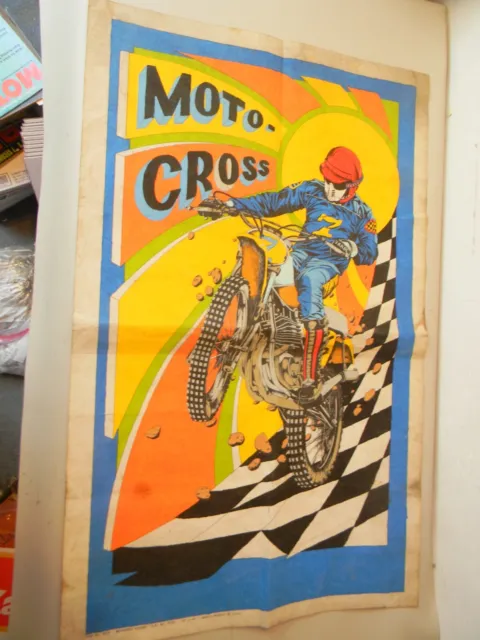 Vintage 1970s felt poster Dirt Bike motorcross