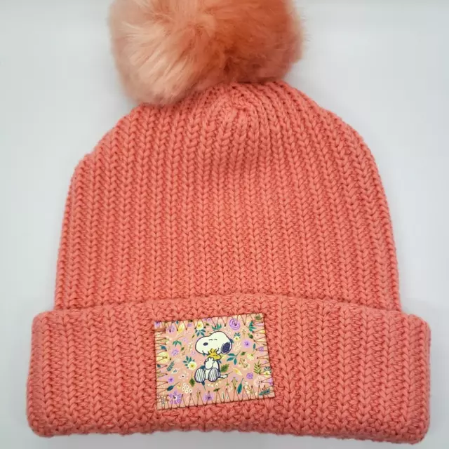 Love Your Melon SNOOPY AND WOODSTOCK SALMON POM BEANIE 2