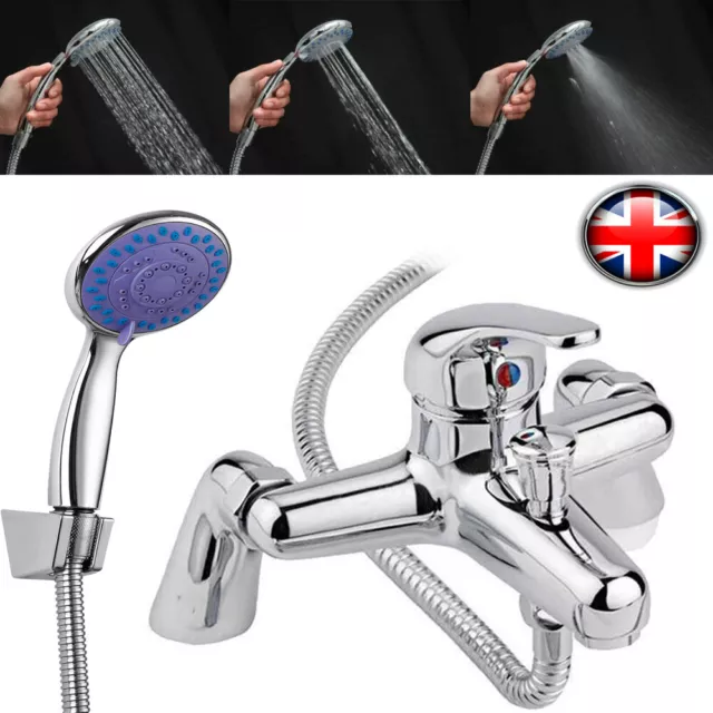 Modern Bathroom Chrome Sink Bath Filler Tap Shower Mixer Taps with HandHeld Set