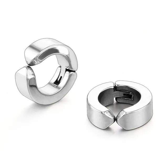 Zense - Pendientes de aro de plata para hombre sin piercing en la oreja ZE0069