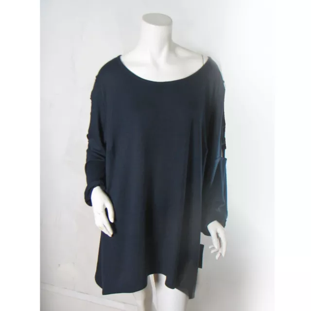 NWT Alyx Size 3X Navy Blue Tee Knit Ooh-La-La Open Arm Lacing Top Machine Wash 2