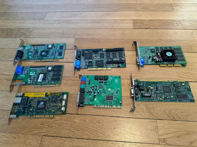 Lot 7 Cartes PC PCI / AGP Ethernet Réseau Video Son