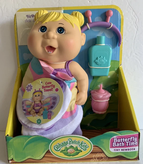 CABBAGE PATCH KIDS NEW 9" Butterfly Bath Time Blue Eye Blonde Girl Doll