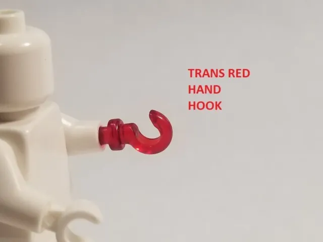 NEW LEGO RED Hook Hand CLEAR Translucent Hard Find PIRATES