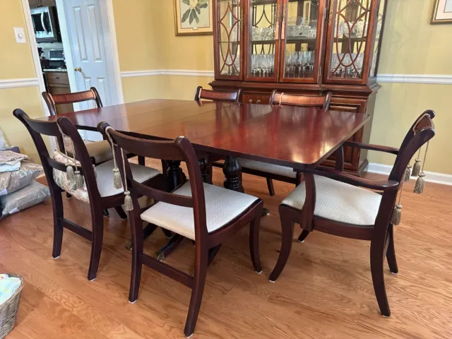 Vintage Duncan Phyfe Cherry Drop Leaf Claw Foot Dining Table w/ 6Chair