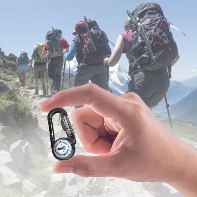 Carabiner Compass Thermometer Mini Compass for Camping Outdoor Sports Hiking