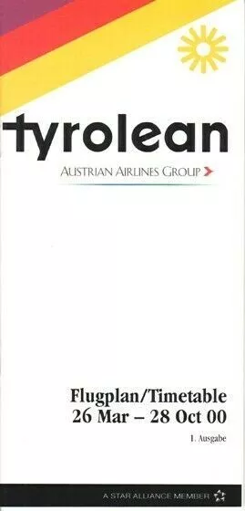Tyrolean Airways timetable 2000/03/26