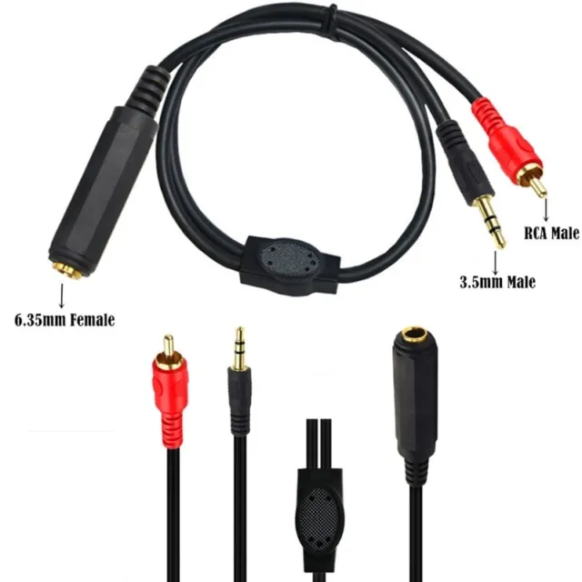 6.35mm 1/4" Male TRS to 3.5mm + RCA Male Stereo Cable 0.5m for Headphone