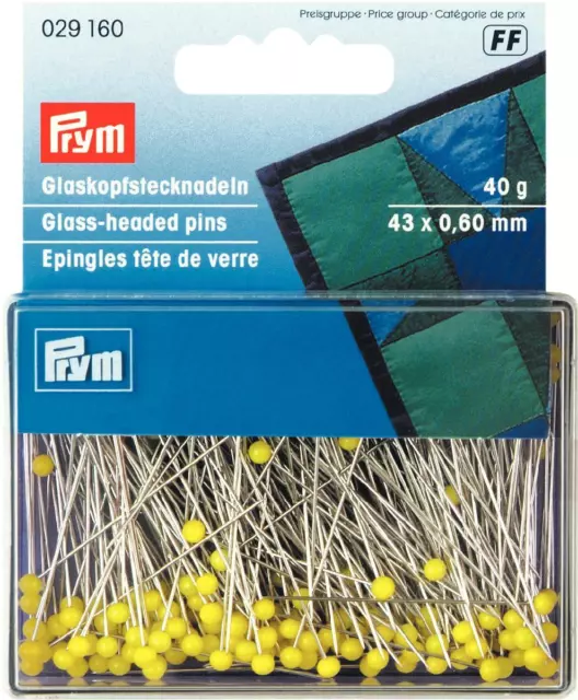 283€/kg) Prym 40g Glaskopfstecknadeln gelb 43x0,60 mm bügelfest  029160