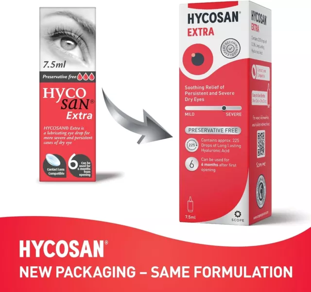 3x pack Hycosan Extra DRY Eye Drops RECOMMENDED BY OPTICIANS