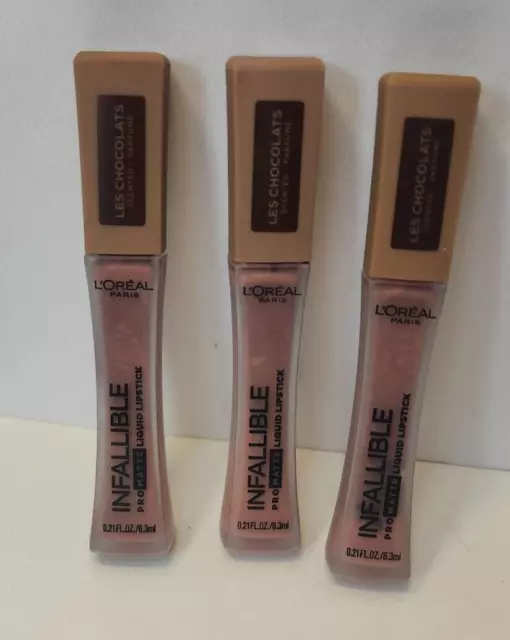 L'Oreal Paris Infalible Pro lápiz labial líquido mate #848 lata de cacao lote de 3