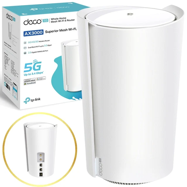 Router Wi-Fi Mesh TP-Link Deco X50-5G (V1), Singola Unità, Velocità Fino A 2,5 Gbps, Ingresso SIM 5G