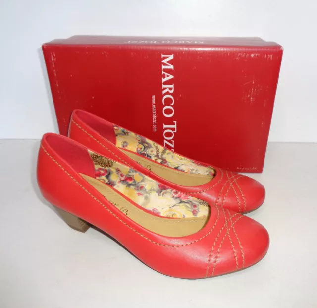 Marco Tozzi Ladies Leather Womens Red Shoes Heels Court New RRP £60 UK Size 5