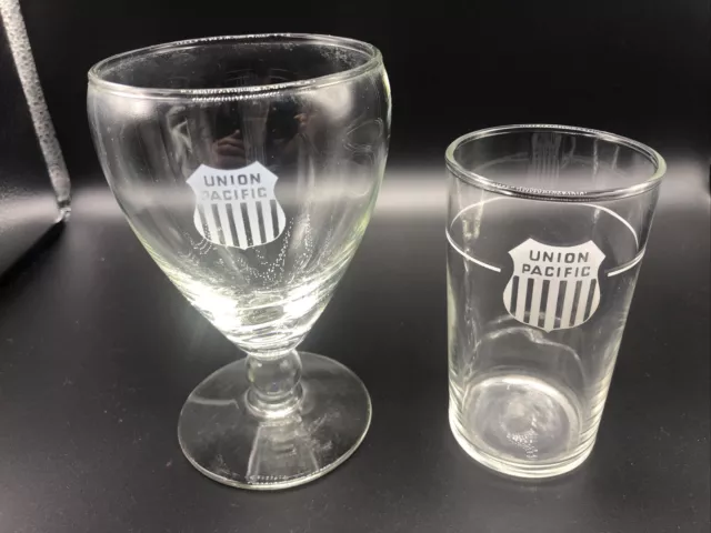 Union Pacific Railroad Shield Logo Clear Desert, Juice, Cocktail 2 Glasses