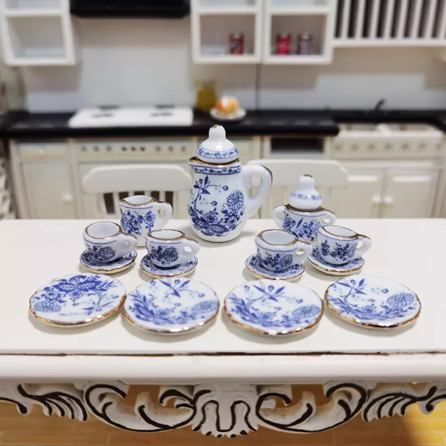 1:12 Scale Dollhouse Miniature Tableware Ceramic Tea Cups Plate Kit Accessories