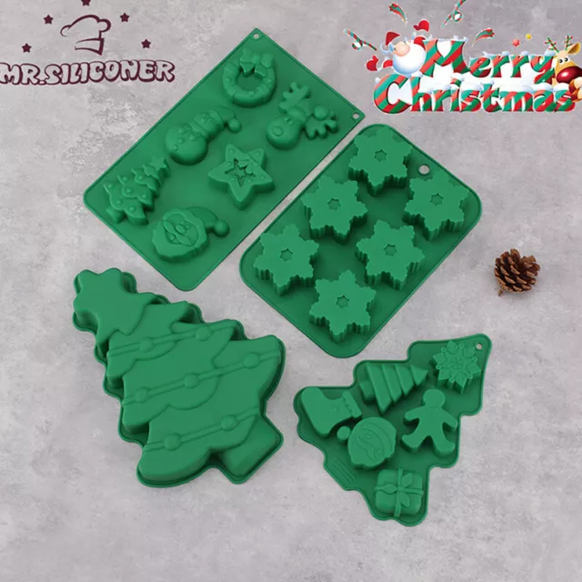 Christmas Tree Elk Silicone Mousse Cake Baking Mold Santa Snowflake Chocolate-wf