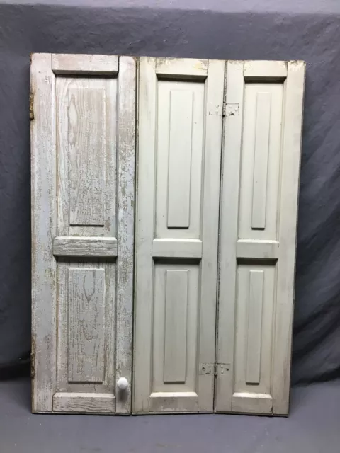 Antique Single Wood Raised Panel Trifold Door 29x39 Cabinet Vintage Old 1696-21B