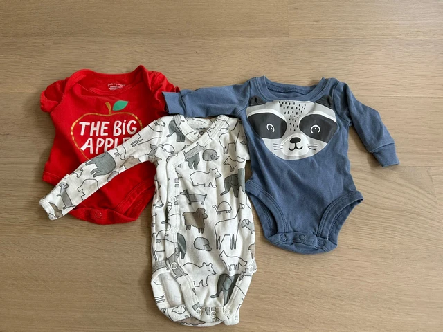 LOT 3 - Carter's First Impressions Infant Newborn Baby One Piece Bodysuit Sz NB