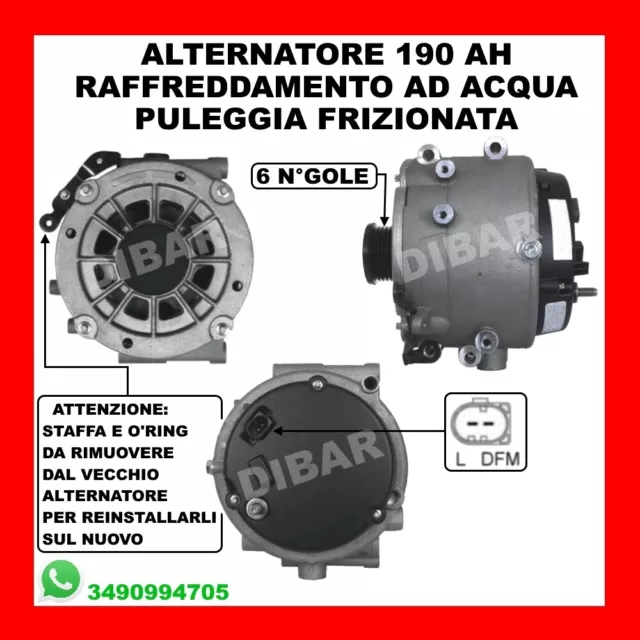 Alternatore Ad Acqua 190 Ah Mercedes Classe Ml 270 Cdi 120 Kw Da 99 Mot 612963