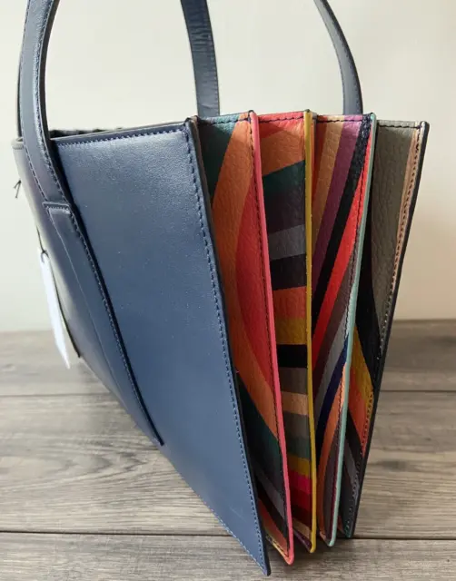 PAUL SMITH NAVY Blue Swirl Stripe Concertina Tote Bag Retail €940 Bnwt ...