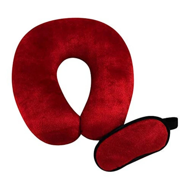 Velours Souple en Forme U Cou Voyage Oreiller Avec Eye Masque Pour Unisexe