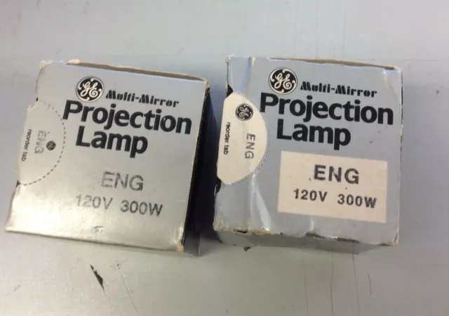NOS General Electric ENG 120V 300W Multi Mirror Projection Lamp Bulbs (2)  #7177