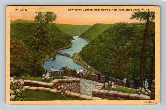 WV- West Virginia, New River Canyon, Aerial View, Vintage Postcard