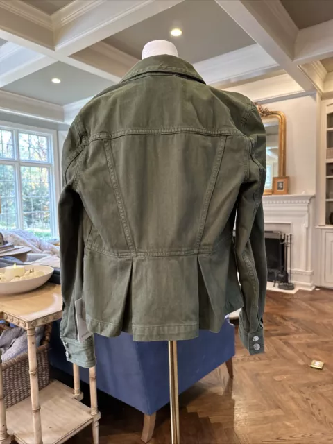VERONICA BEARD Clover Green Denim Jayla Peplum Jacket Size M $448 - New With Tag