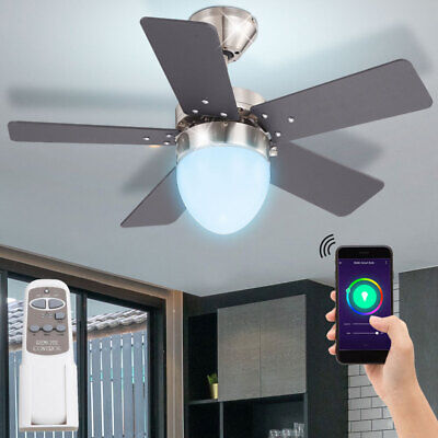 Smart Ventilateur de Plafond Ventilatorlampe RGB LED Télécommande Changement