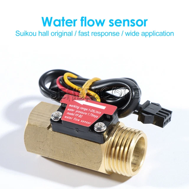 G1/2& HALL EFFECT Fluid Water Flow Sensor Switch Turbine Flowmeter 1