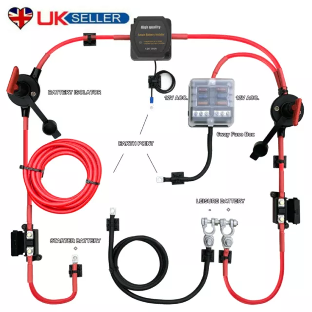 5M 12v  Camper Van High Integrity Voltage Sensitive Split Charge Relay Kit VSR