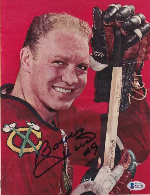 Bobby Hull Signed Chicago Blackhawks Magazine Page Photo Low