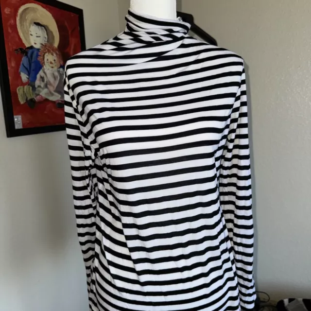 ATM Anthony Thomas Melillo Striped Turtleneck Top Size Large NWOT